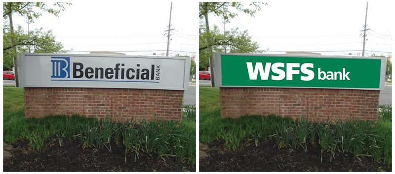 WSFS Rebrand from Beneficial Bank Monument Sign